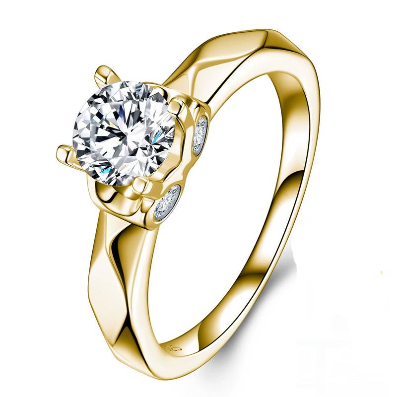 SR0654102款S925银镀18K金莫桑钻时尚女戒指1.1ct