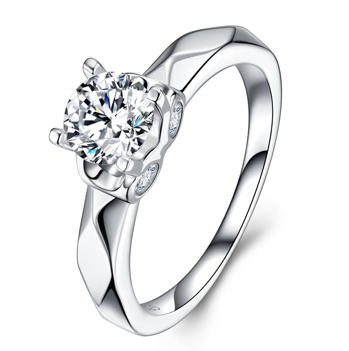 SR0654102款S925银镀18K金莫桑钻时尚女戒指1.1ct