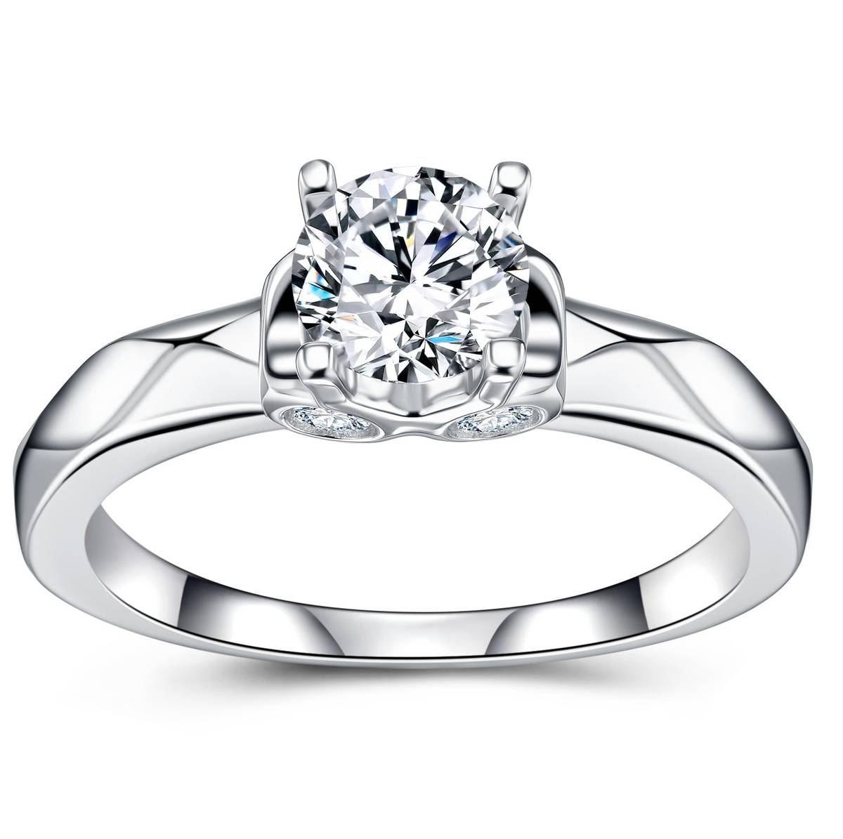 SR0654102款S925银镀18K金莫桑钻时尚女戒指1.1ct