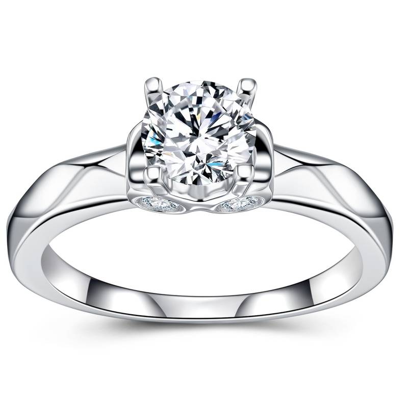 SR0654102款S925银镀18K金莫桑钻时尚女戒指1.1ct