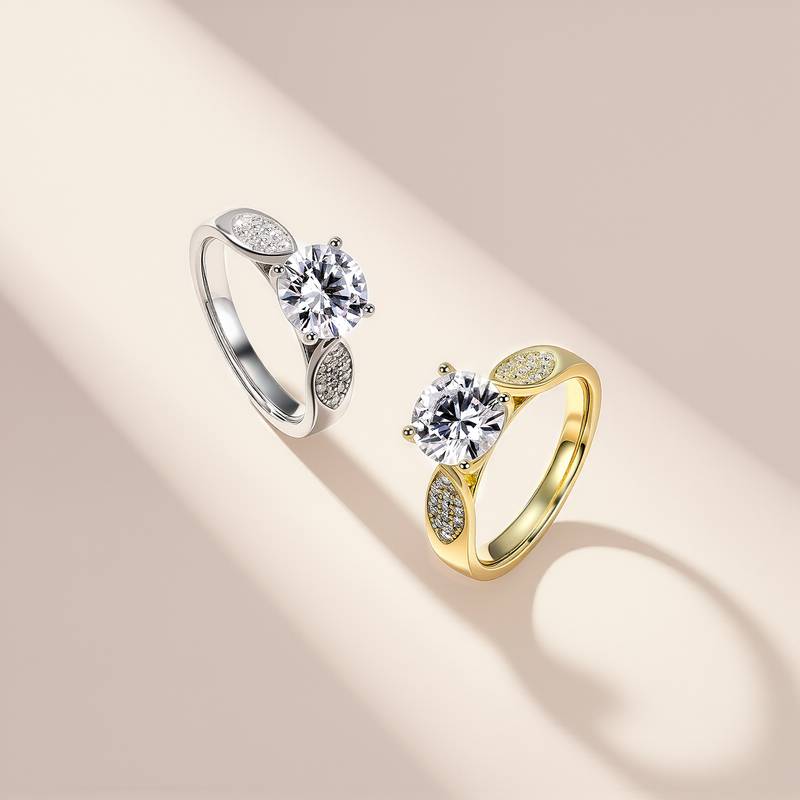 SR0654202款S925银镀18K金MoissaniteAffordable LuxuryWomen's Ring2.2ct