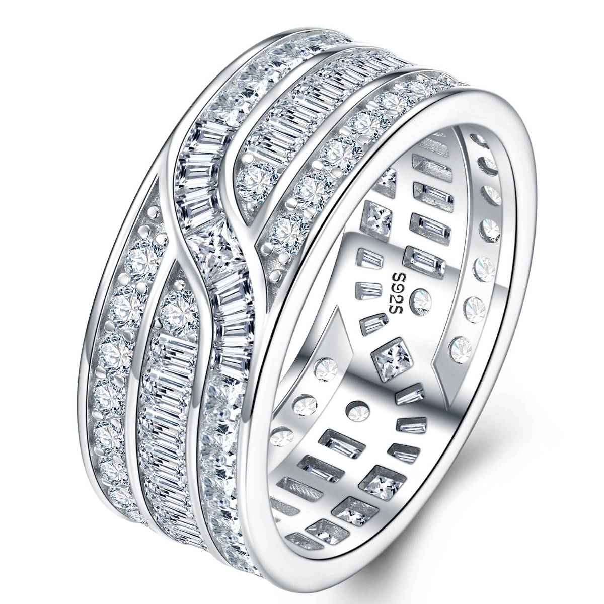 SR0652503款S925银镀18K金Moissanite满钻Affordable LuxuryRing4.6ct