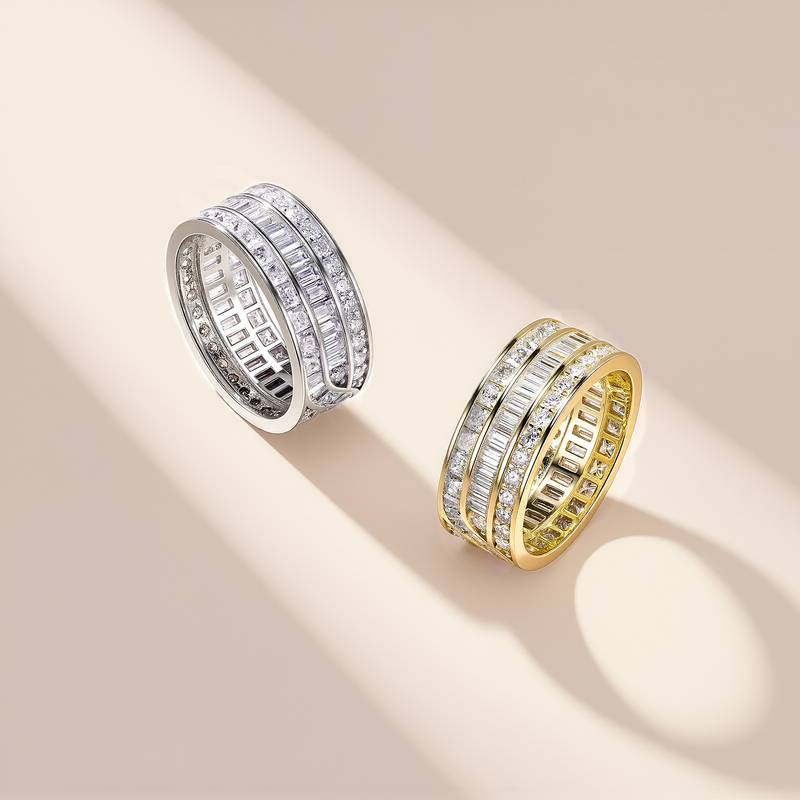 SR0652503款S925银镀18K金Moissanite满钻Affordable LuxuryRing4.6ct