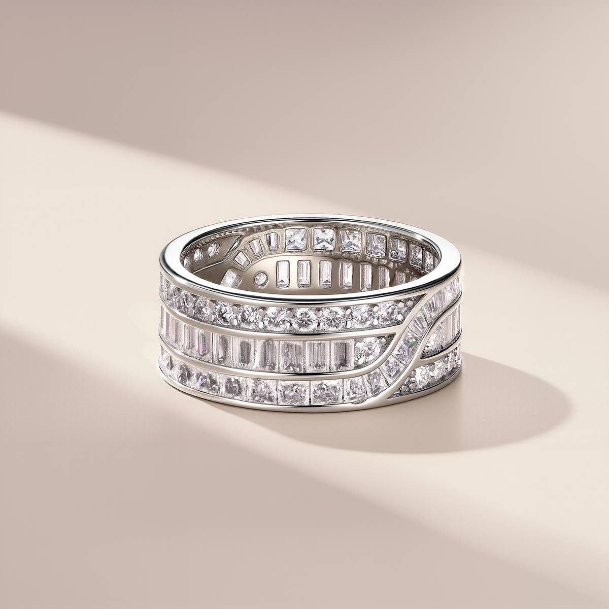 SR0652503款S925银镀18K金Moissanite满钻Affordable LuxuryRing4.6ct