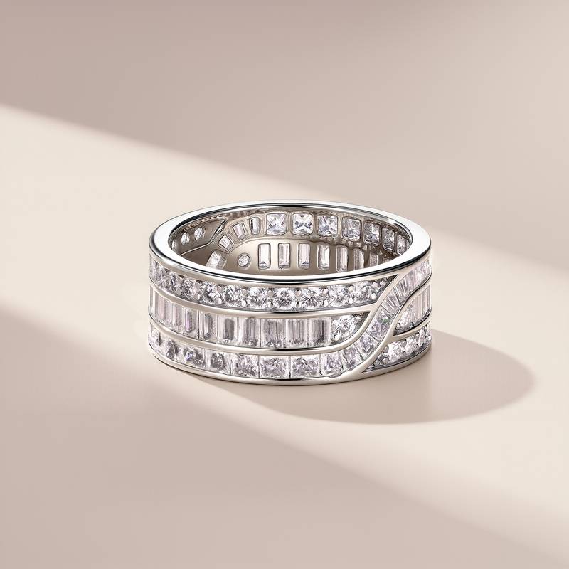 SR0652503款S925银镀18K金Moissanite满钻Affordable LuxuryRing4.6ct