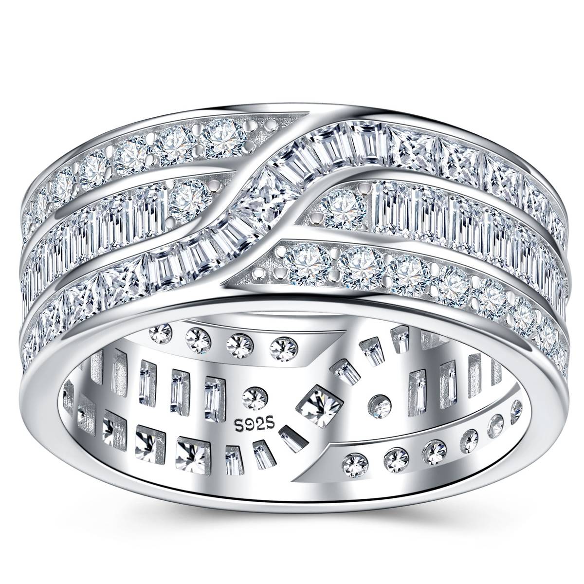 SR0652503款S925银镀18K金Moissanite满钻Affordable LuxuryRing4.6ct