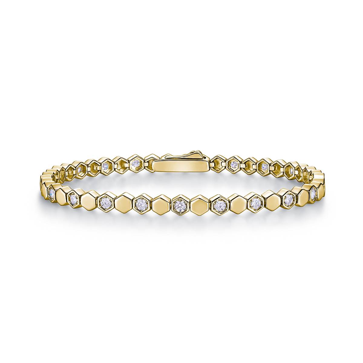SB0355110款S925银镀18K金Moissanite蜂巢Bracelet1.0ct