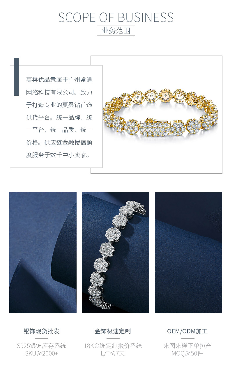 SB0353605款S925银镀18K金莫桑钻满钻花型手链9.9ct - 3
