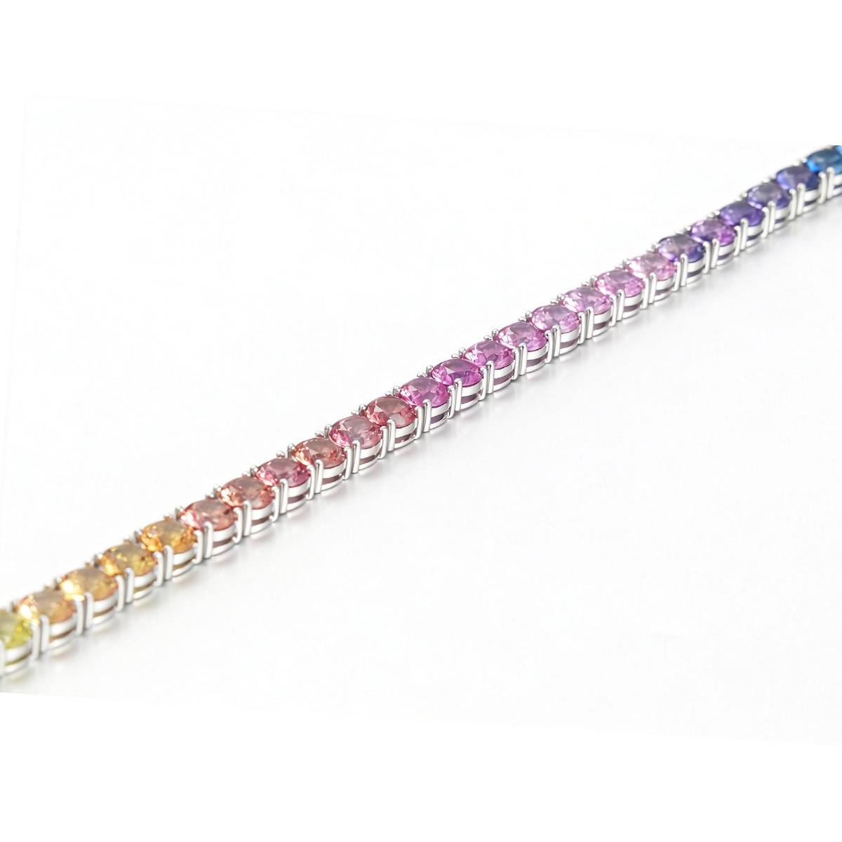 CH03105-5mm款银镀18K白金培育彩宝彩虹手链5mm/粒