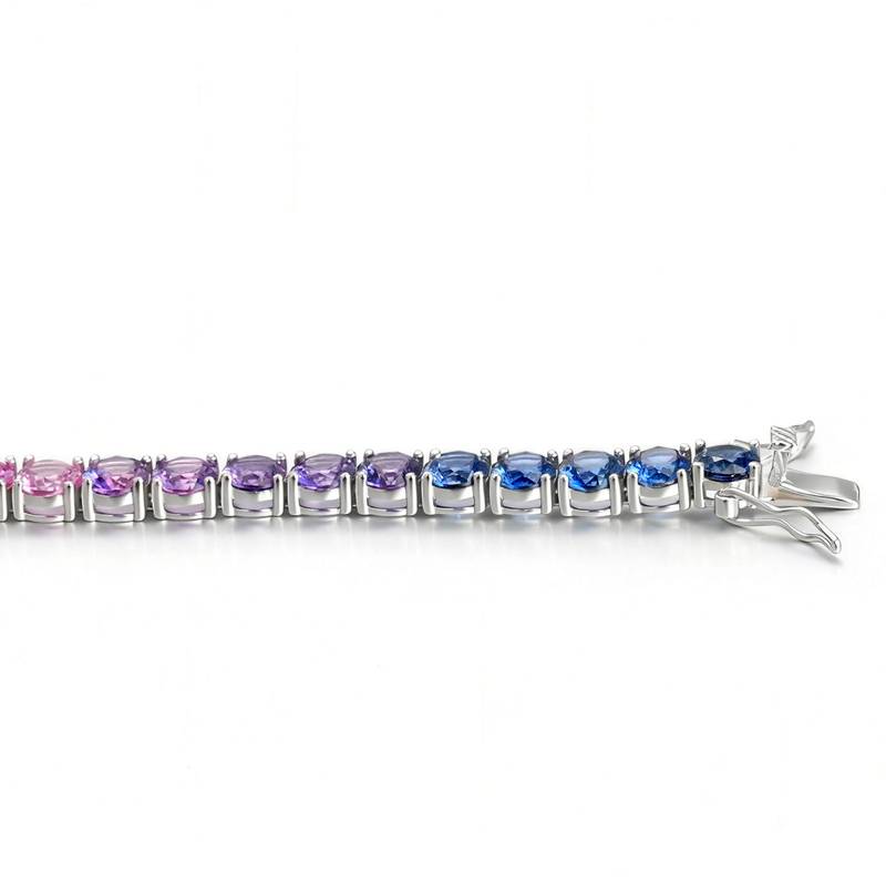 CH03105-5mm款银镀18K白金培育彩宝彩虹Bracelet5mm/粒