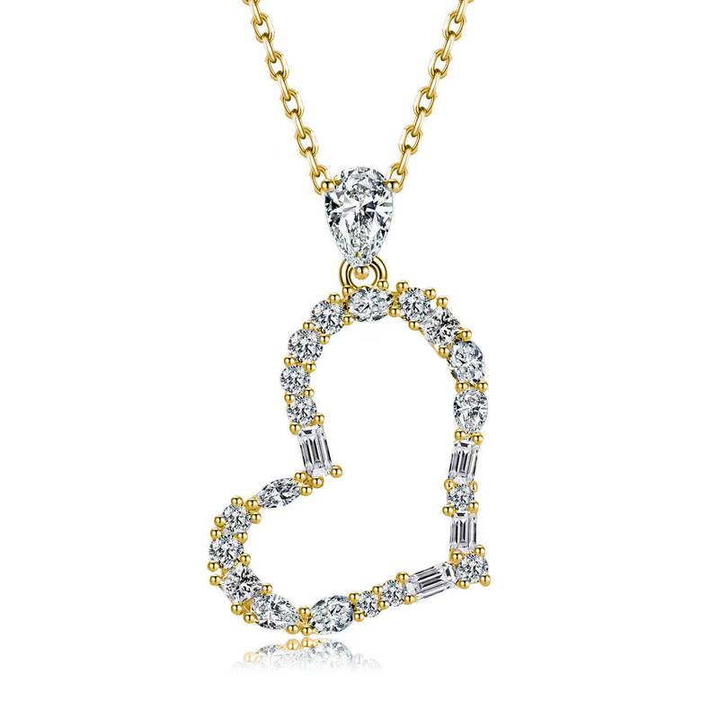 SP0532202款S925银镀18K白金莫桑钻轻奢心形吊坠1.5ct