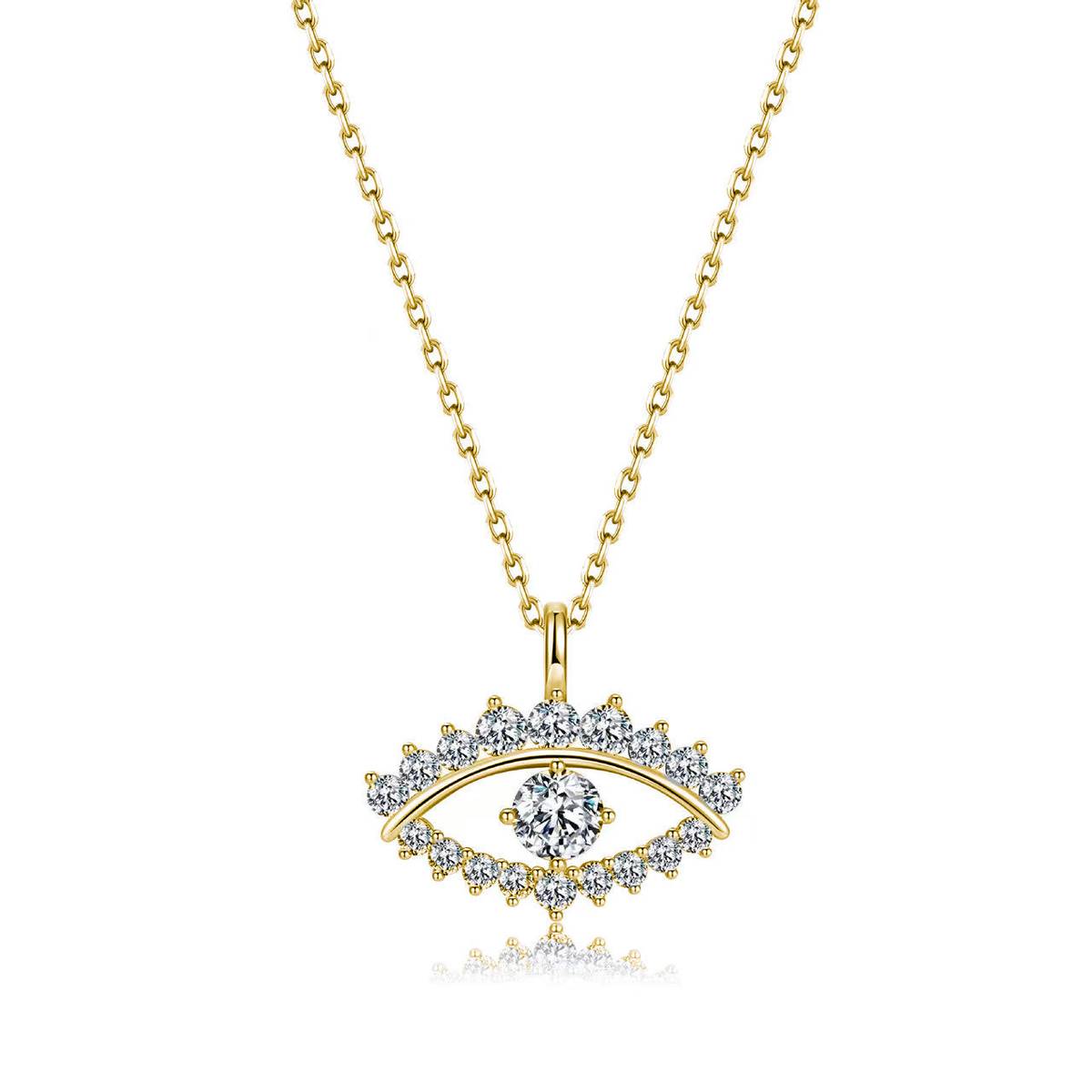 SN0234302款S925银镀18K白金Moissanite恶魔的眼睛Pendant1.0ct