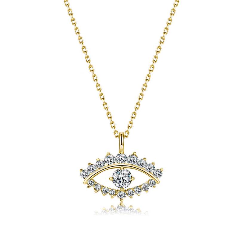 SN0234302款S925银镀18K白金莫桑钻恶魔的眼睛吊坠1.0ct