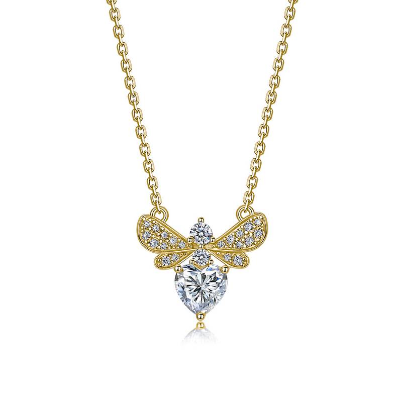 SN0162406款S925银镀18K白金莫桑小蜜蜂Necklace1.1ct