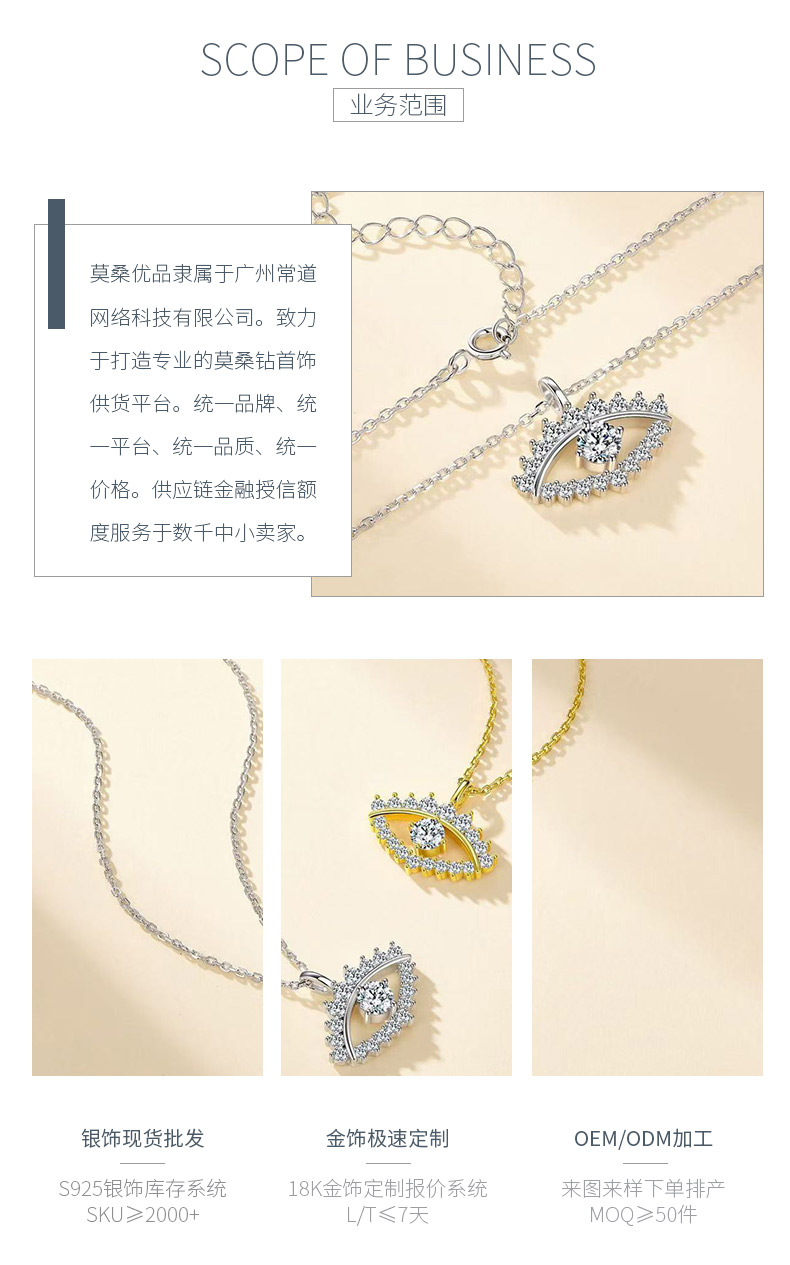 SN0234302款S925银镀18K白金莫桑钻恶魔的眼睛吊坠1.0ct - 3