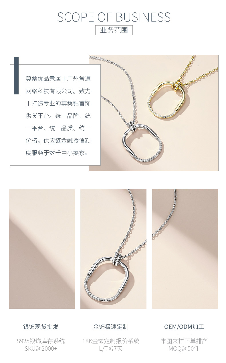 SN0131606款S925银镀18K白金莫桑钻几何吊坠0.16ct - 3