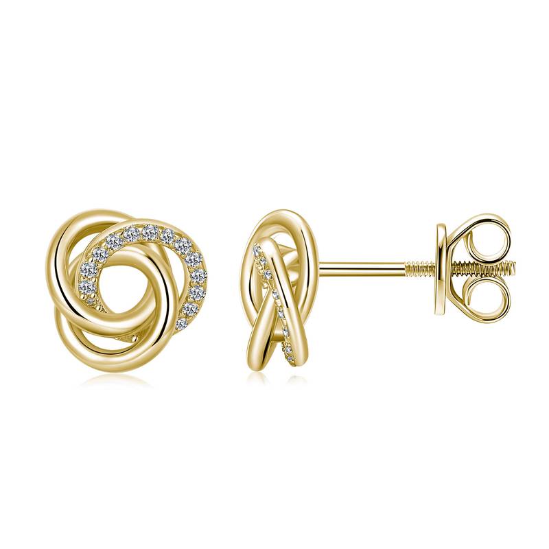 SE0169512款S925银镀18K白金Moissanite扭结Stud Earring0.12ct