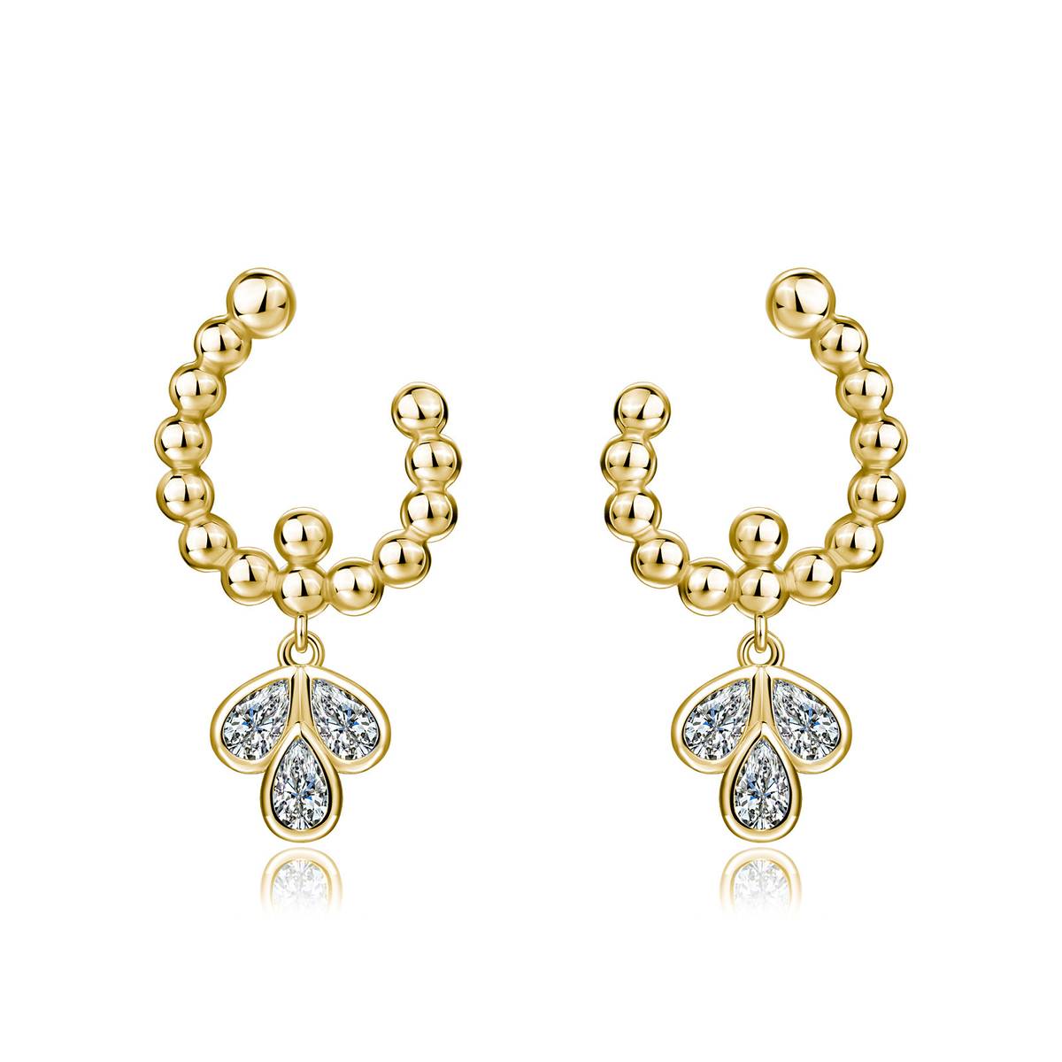 SE0726204款S925银镀18K白金形莫桑钻梨形吊款灵动耳环2.1ct