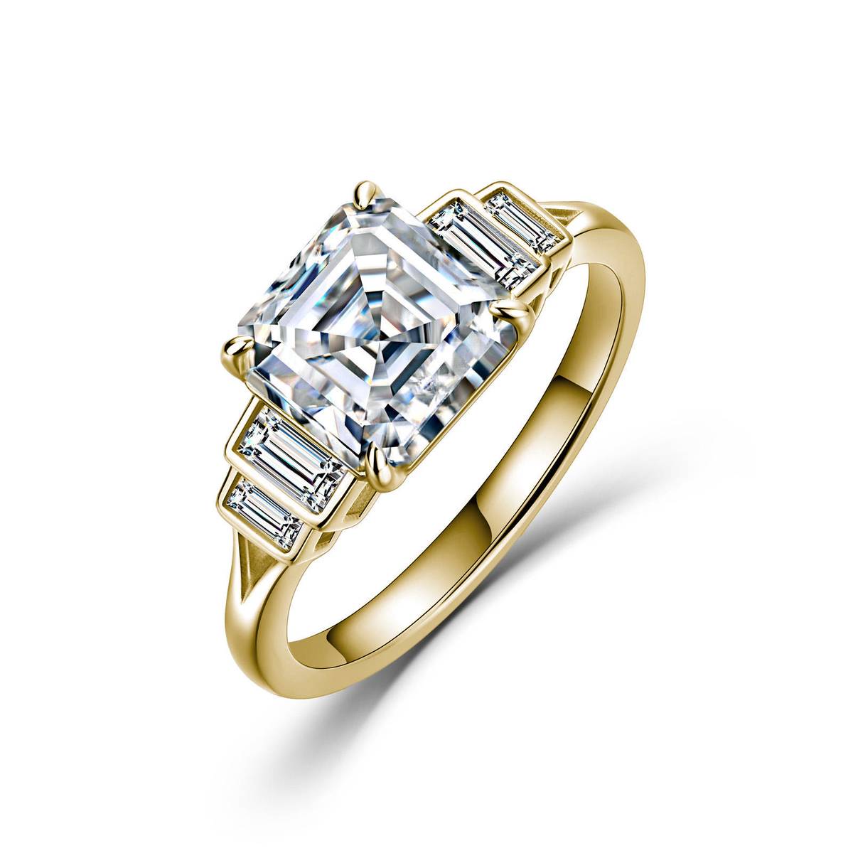 SR0631703款S925银镀18K金阿斯切形MoissaniteFashionRing2.9ct