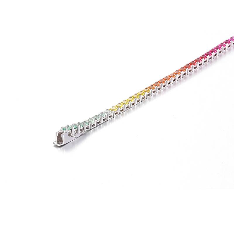CH03102-3mm款银镀18K白金培育彩宝彩虹Bracelet3mm/粒