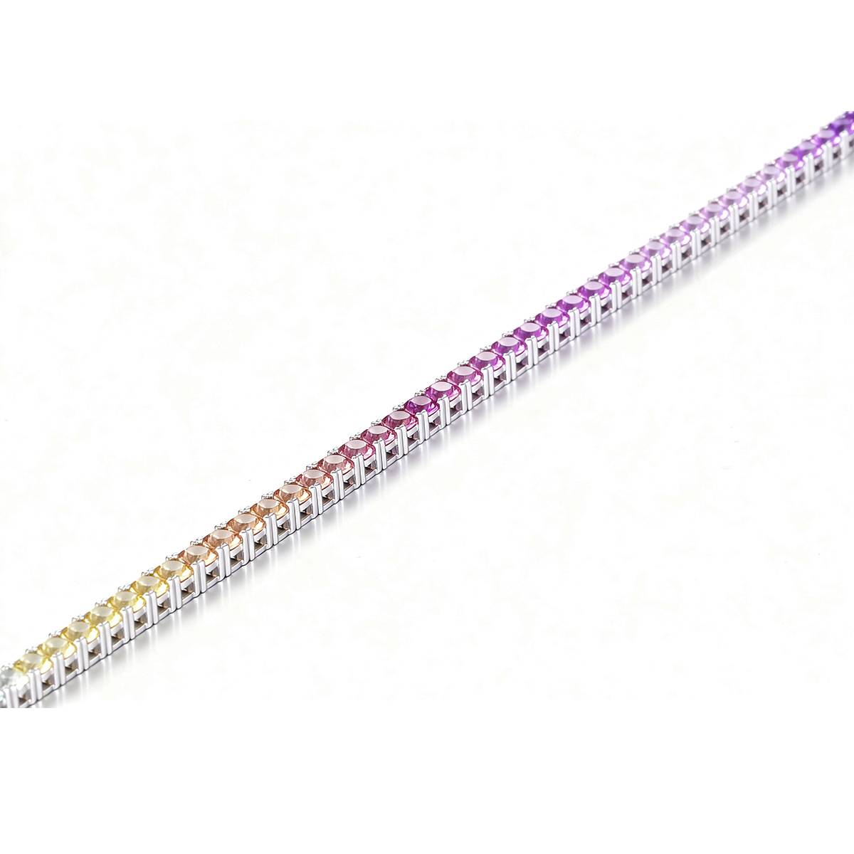 CH03102-3mm款银镀18K白金培育彩宝彩虹手链3mm/粒