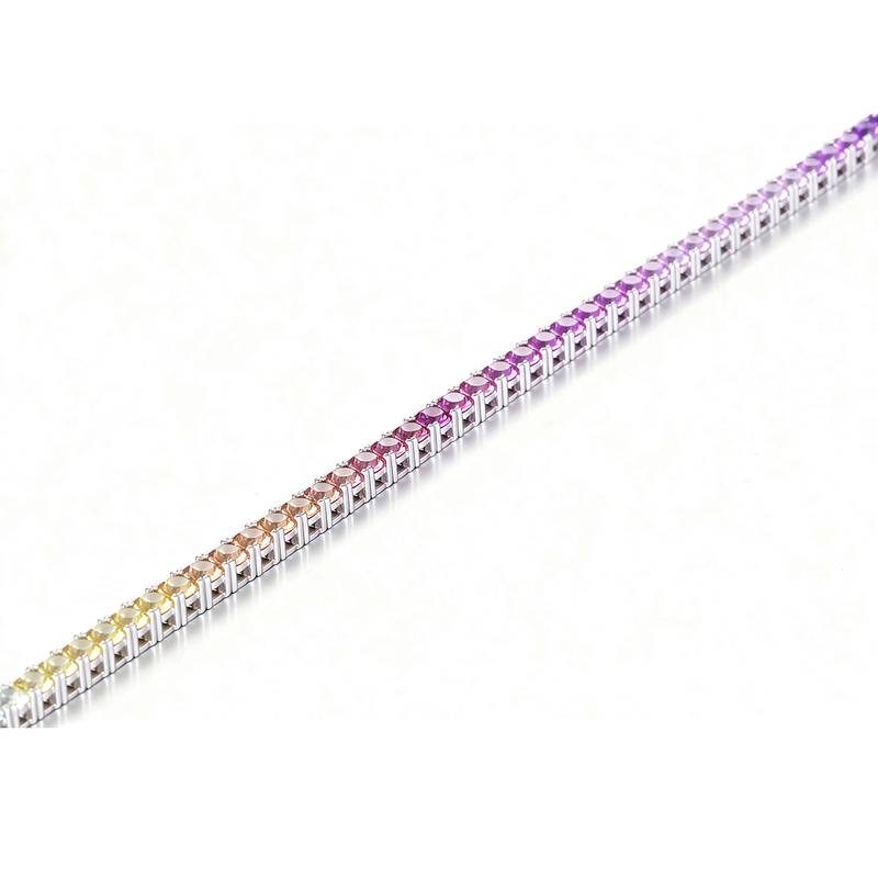 CH03102-3mm款银镀18K白金培育彩宝彩虹Bracelet3mm/粒
