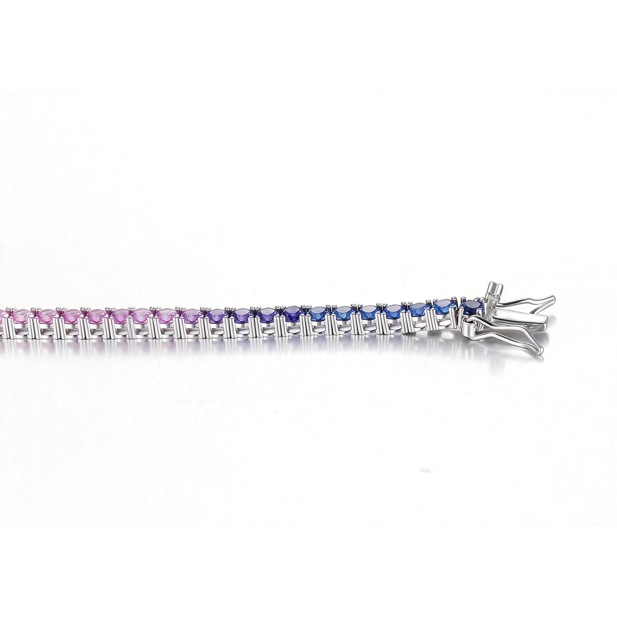 CH03102-3mm款银镀18K白金培育彩宝彩虹手链3mm/粒