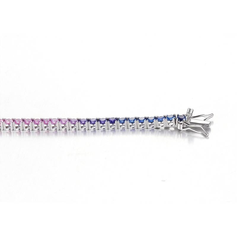 CH03102-3mm款银镀18K白金培育彩宝彩虹Bracelet3mm/粒