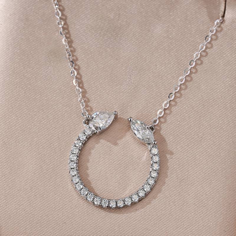 MP0086款S925银镀18K白金Moissanite守护Necklace7*3mm.5mm/6*4mmmm