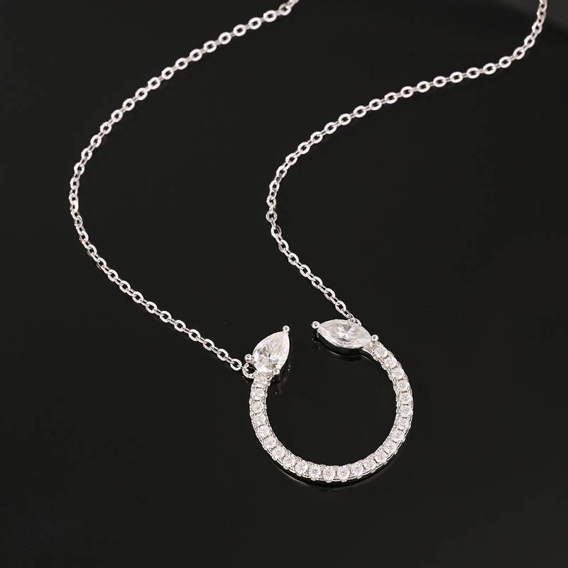 MP0086款S925银镀18K白金Moissanite守护Necklace7*3mm.5mm/6*4mmmm