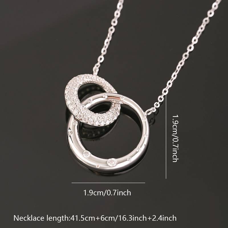 MP0087款S925银镀18K白金Moissanite幸福环扣Necklace0.7ct