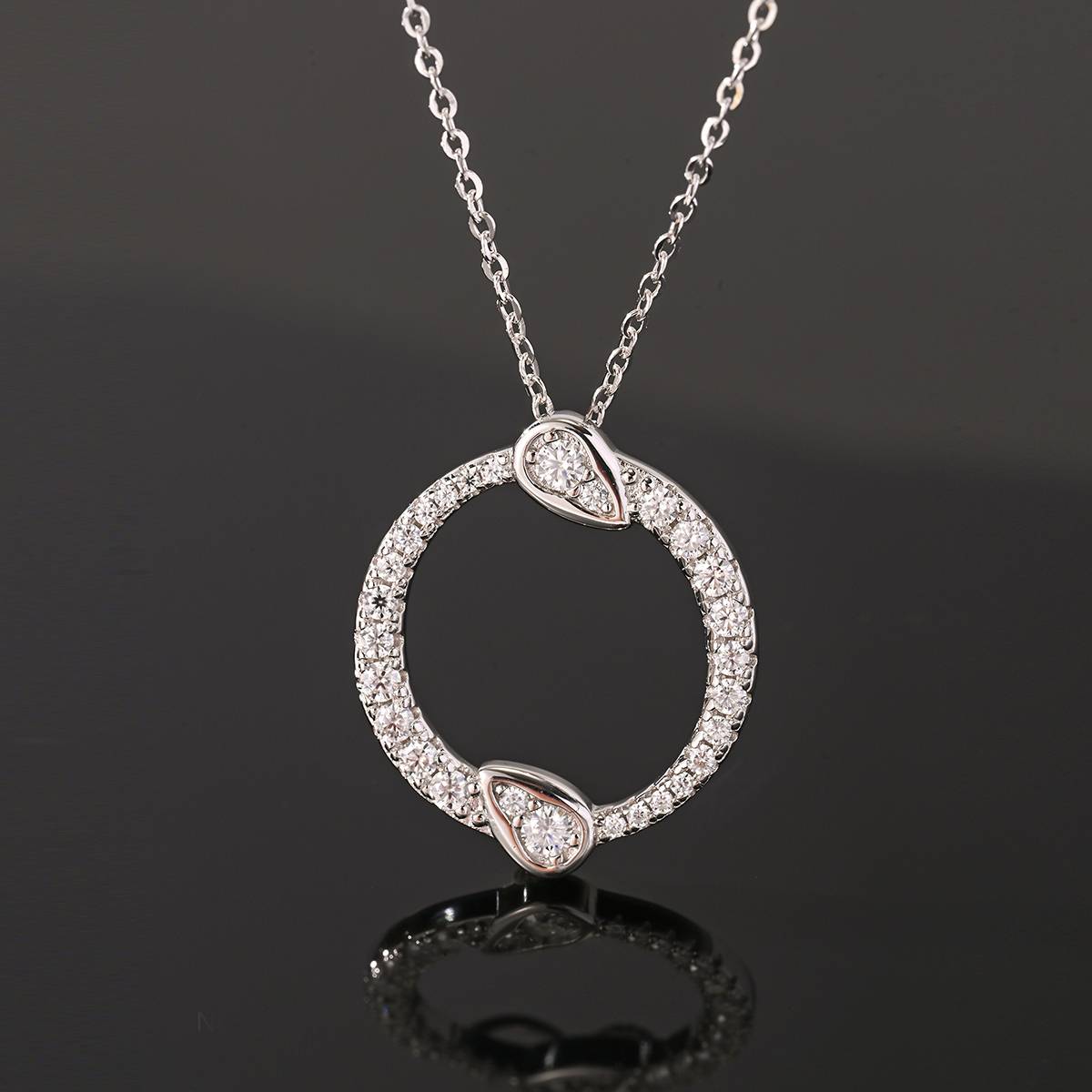 MP0088款S925银镀18K白金Moissanite双向奔赴Necklace