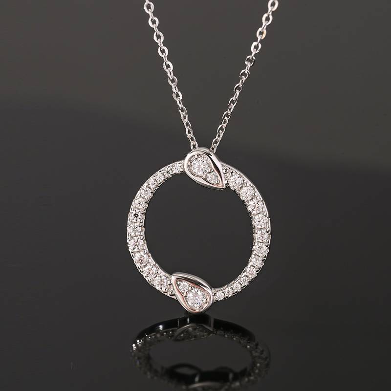 MP0088款S925银镀18K白金Moissanite双向奔赴Necklace