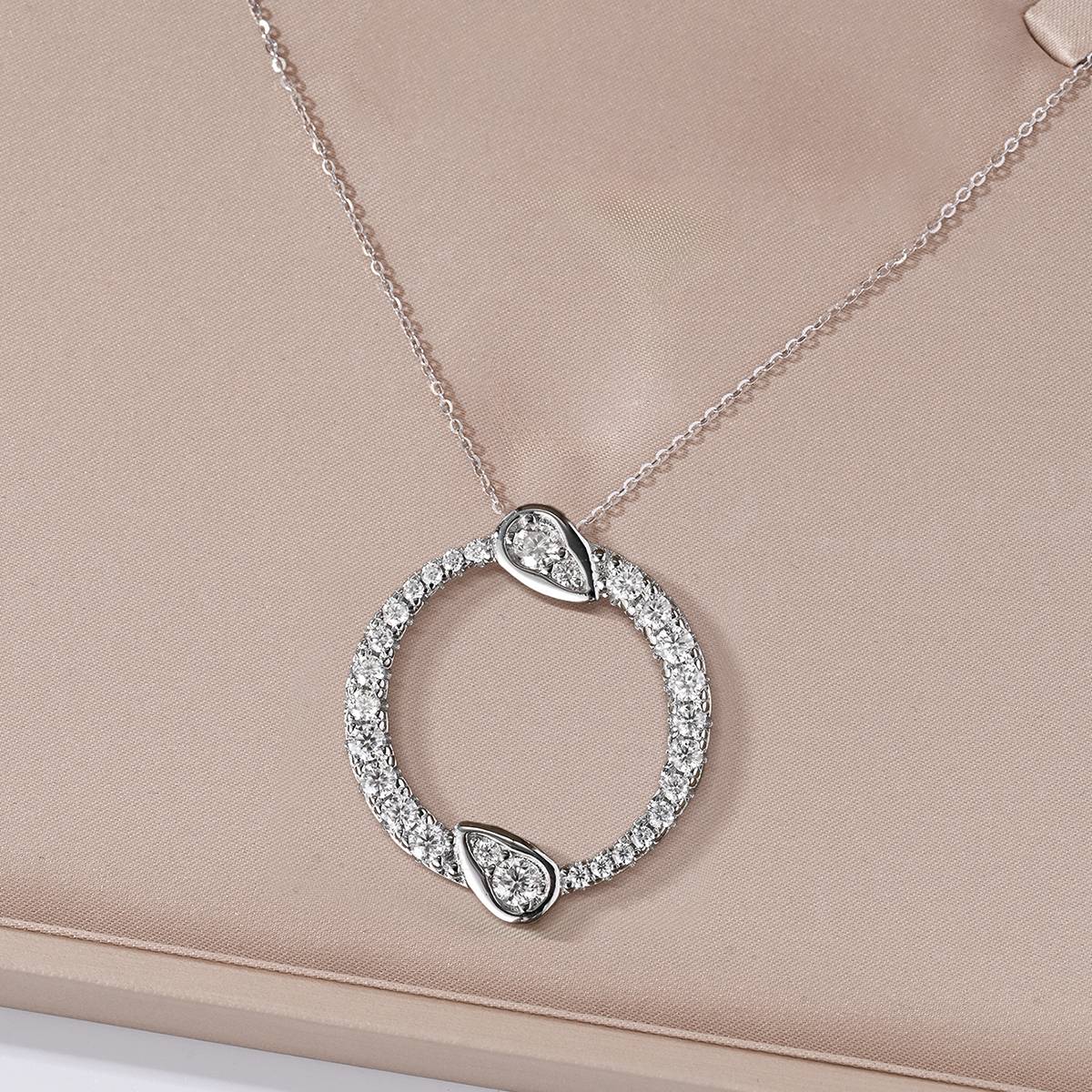MP0088款S925银镀18K白金Moissanite双向奔赴Necklace