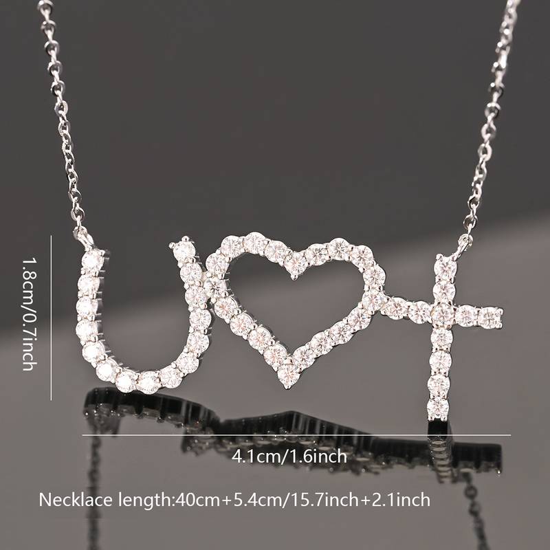 MP0091款S925银镀18K白金Moissanite爱心字牌Necklace1.38ct