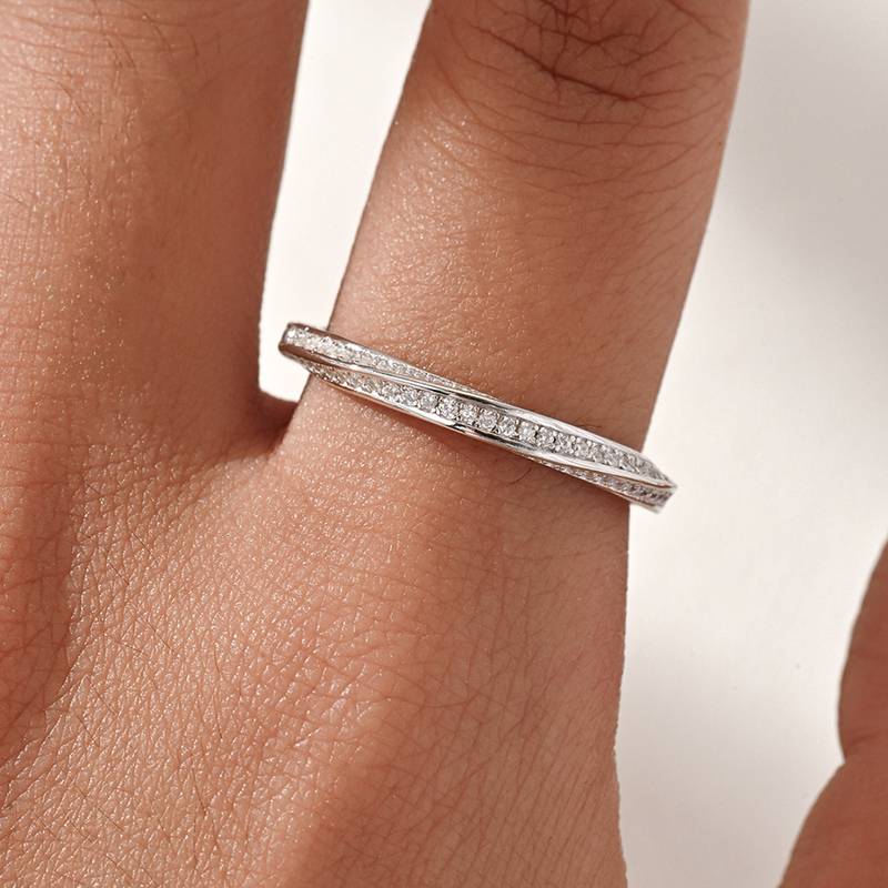 MR0237款S925银镀18K白金Moissanite莫比乌斯环无尽的爱Ring0.87ct