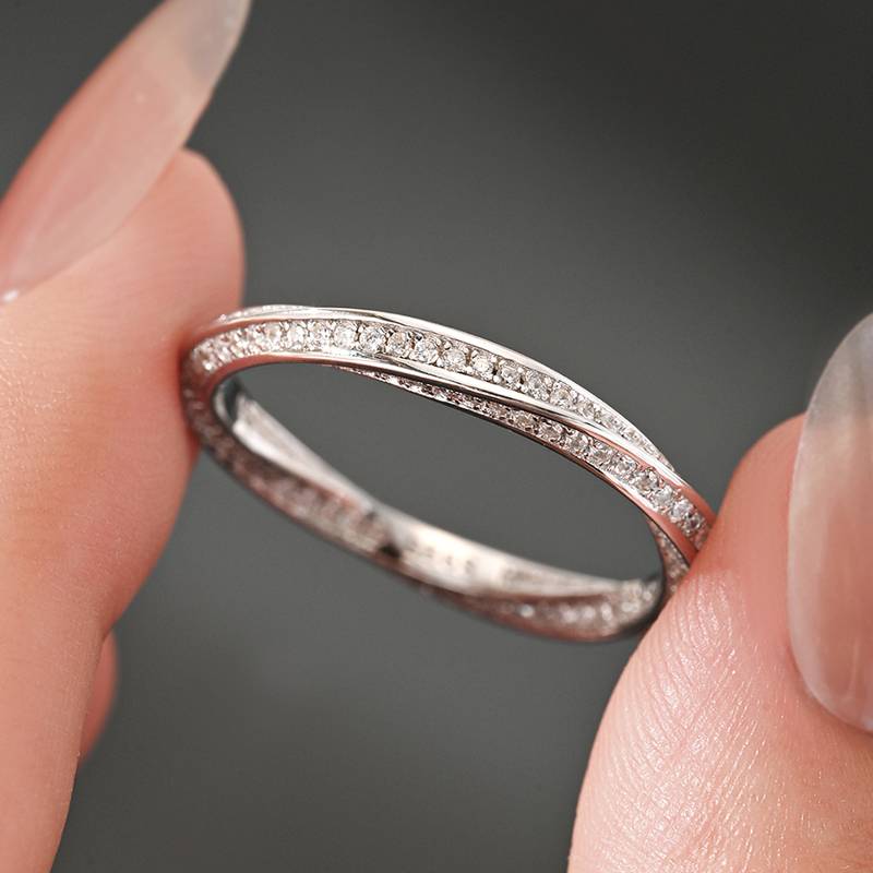 MR0237款S925银镀18K白金Moissanite莫比乌斯环无尽的爱Ring0.87ct