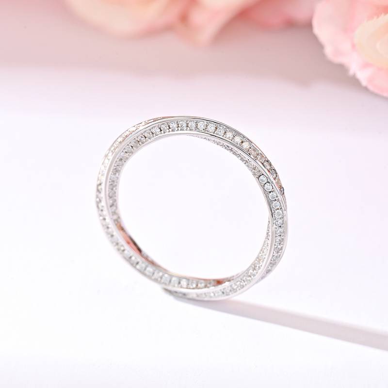 MR0237款S925银镀18K白金Moissanite莫比乌斯环无尽的爱Ring0.87ct
