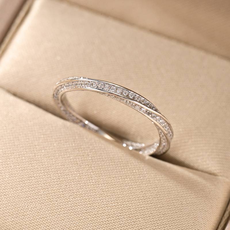 MR0237款S925银镀18K白金Moissanite莫比乌斯环无尽的爱Ring0.87ct