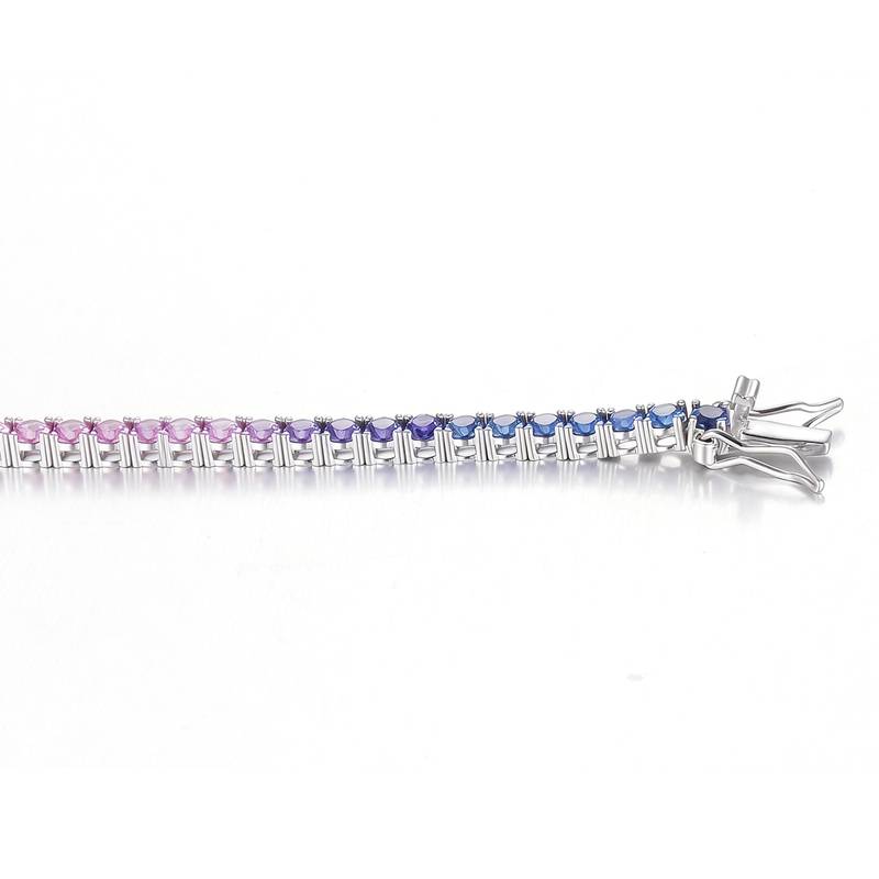 CH03100-2mm款银镀18K白金培育彩宝彩虹Bracelet2.0mm/粒