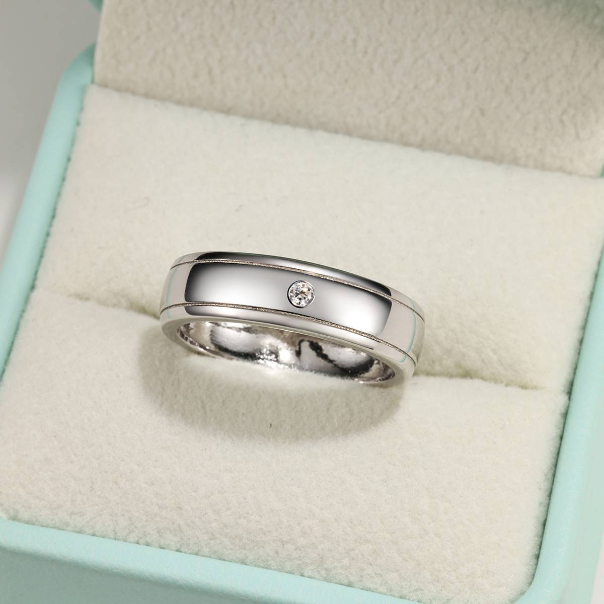 MR0255款S925银镀18K白金Moissanite简约Ring0.03ct