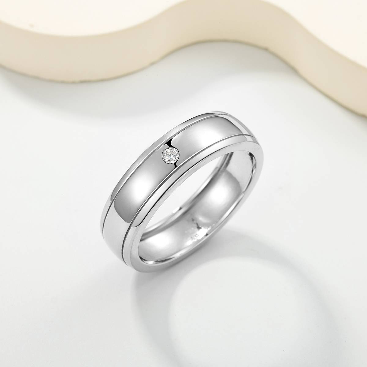 MR0255款S925银镀18K白金Moissanite简约Ring0.03ct