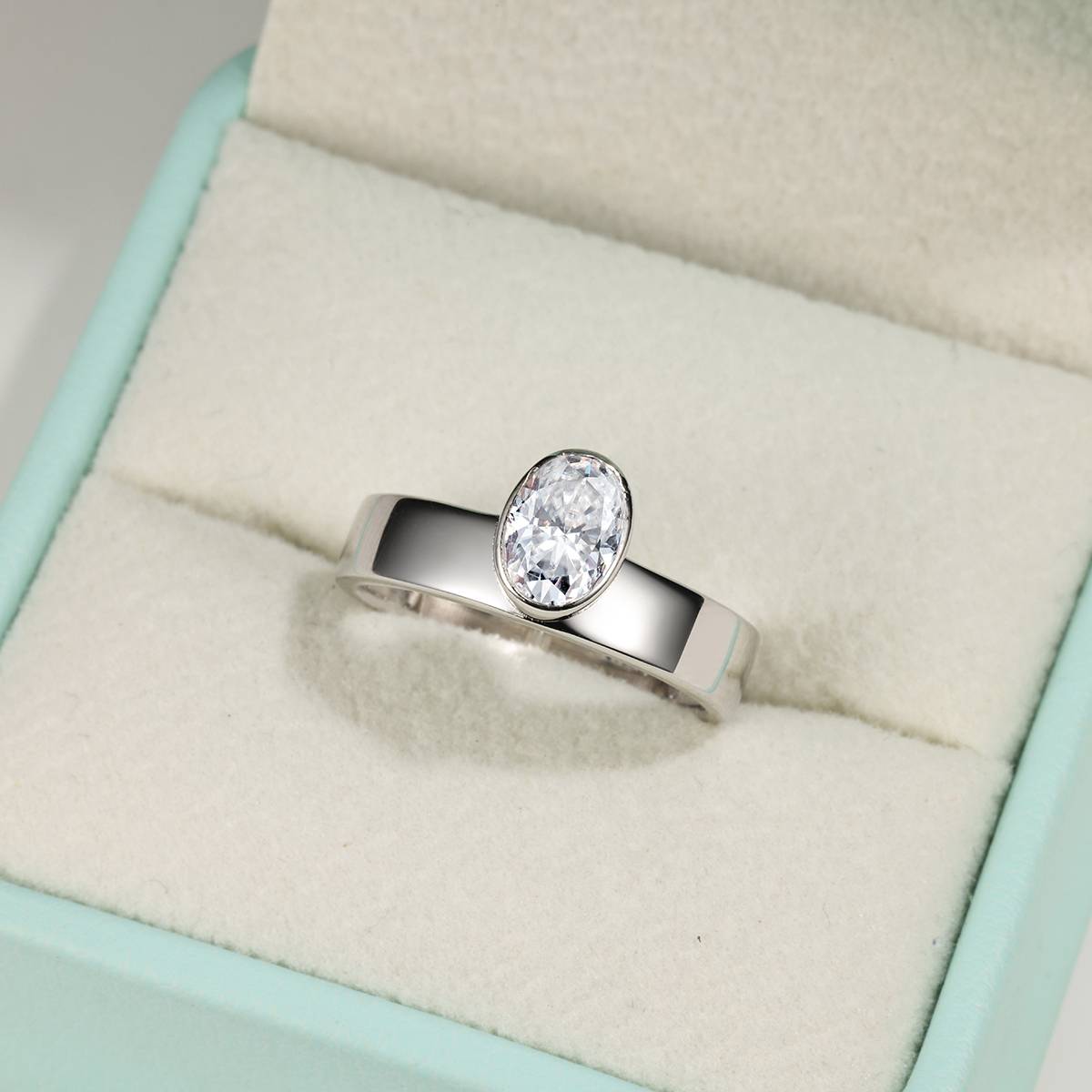 MR0347款S925银镀18K白金包镶蛋形Moissaniteins风简约Ring主石7*5mmmm/1.0ct