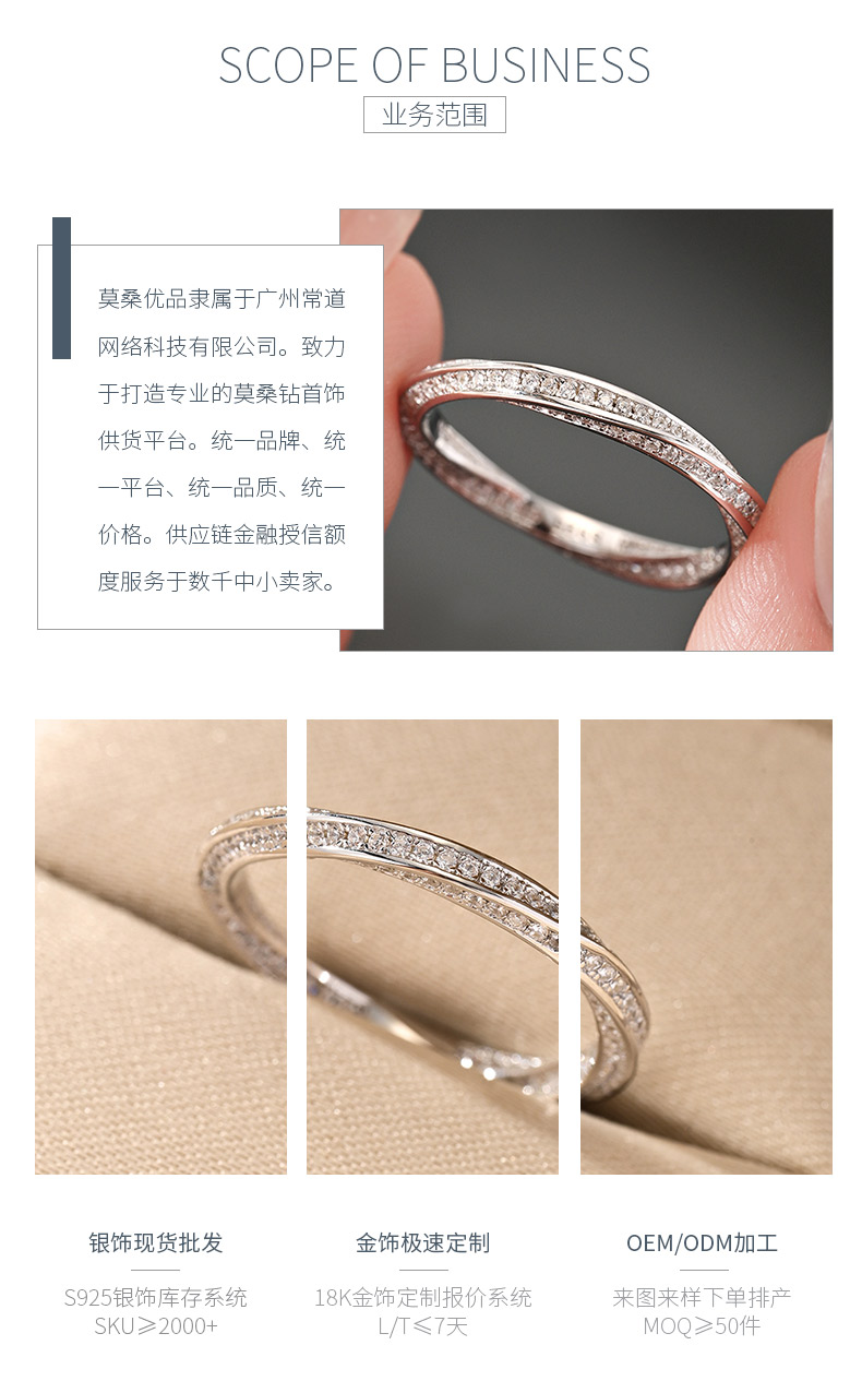 MR0237款S925银镀18K白金莫桑钻莫比乌斯环无尽的爱戒指0.87ct - 3
