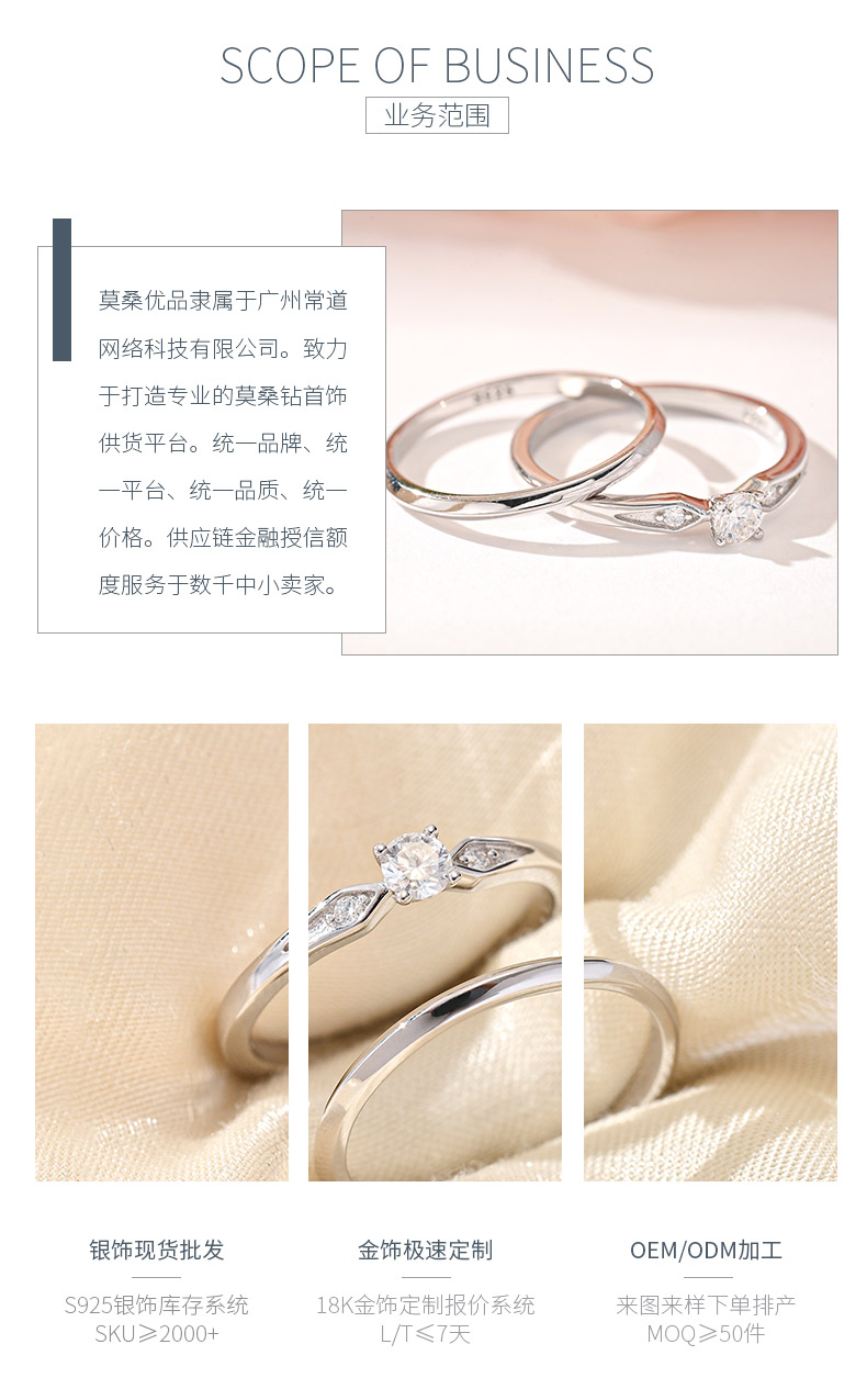 MR0291款S925银镀18K白金圆形莫桑钻小套戒主石3.5mm/0.2ct - 3