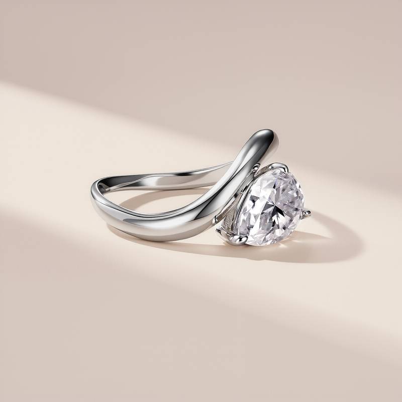 SR0672802款S925银镀18K金水滴形Moissanite个性简约Ring10*7mmmm/2.0ct