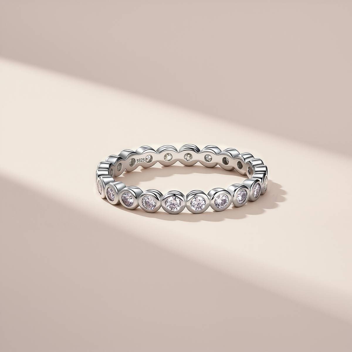 SR0233811款S925银镀18K金幸福包围全MoissaniteRing0.6ct/1.14ct