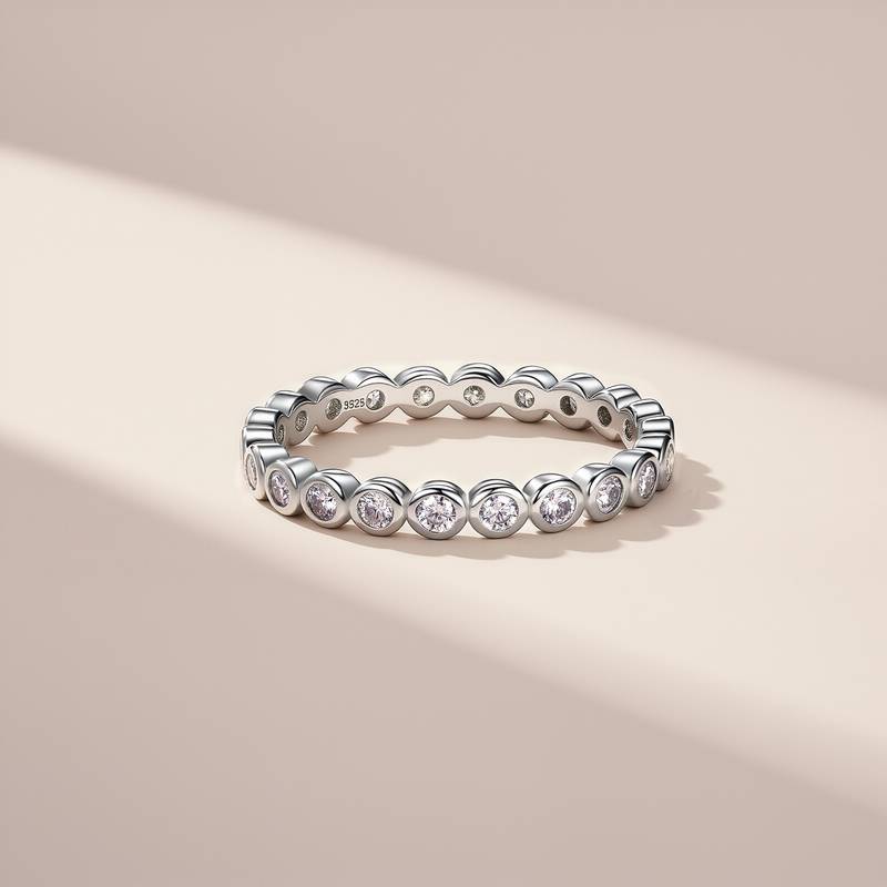 SR0233811款S925银镀18K金幸福包围全MoissaniteRing0.6ct/1.14ct