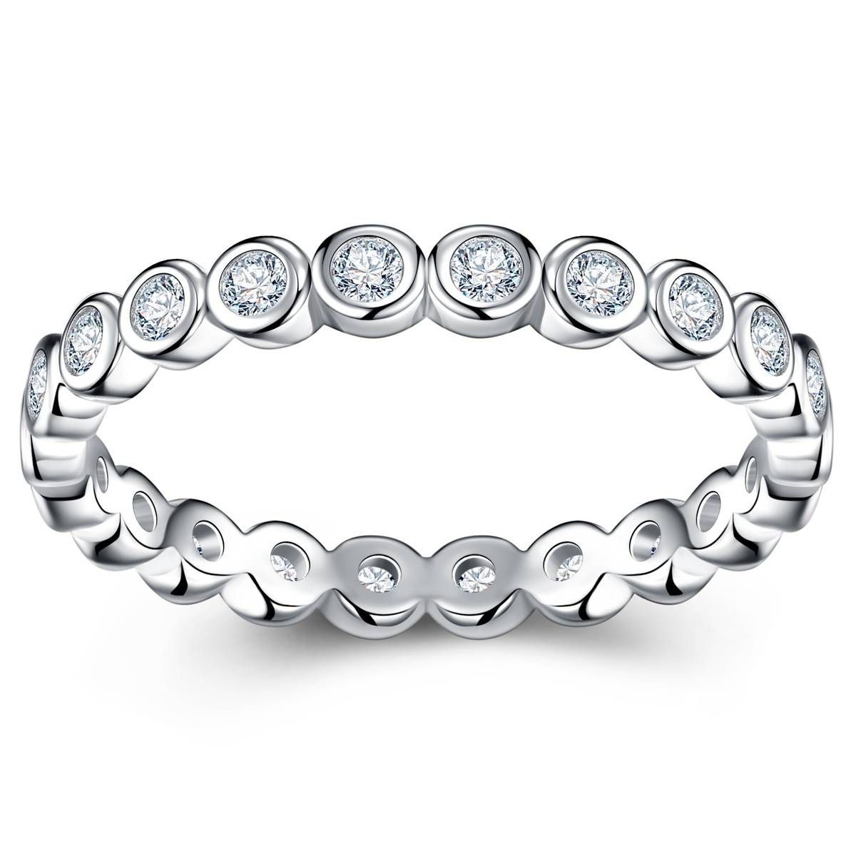 SR0233811款S925银镀18K金幸福包围全MoissaniteRing0.6ct/1.14ct