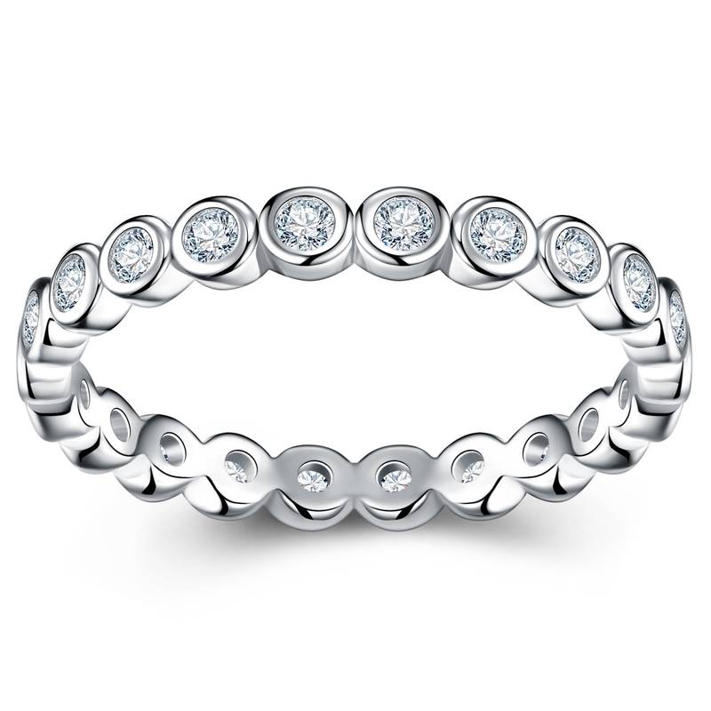 SR0233811款S925银镀18K金幸福包围全MoissaniteRing0.6ct/1.14ct